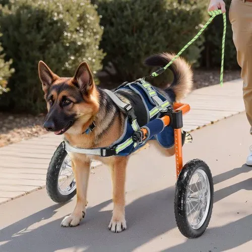 VEVOR Hunderollstuhl für Hinterbeine, Haustierrollstuhl mit 2 Rädern, Höhe, Breite & Länge verstellbar, Hundewagen mit stoßdämpfenden Rädern, für verletzte, behinderte Hunde 21,77–39,92kg – Bild 7