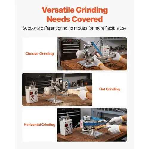 VEVOR Bandschleifmaschine 550 W, Bandschleifer mit 3 Stk. 762x25,4 mm Schleifbändern, 200-5000 U/min Verstellbarer Bandpolierer mit Dualmodi & Max. 21 m/s Bandgeschwindigkeit für Metallbearbeitung – Bild 2
