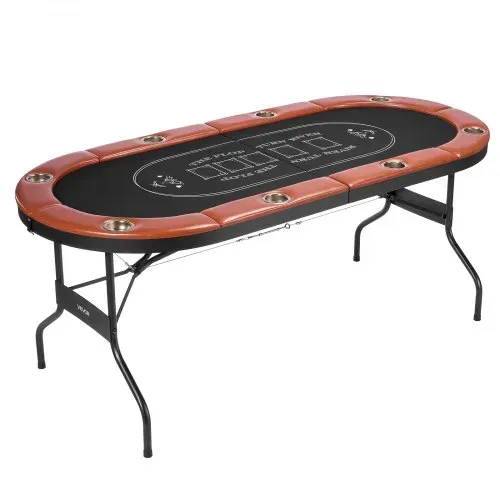 VEVOR klappbarer Pokertisch für 8 Spieler (183 cm) Kasino-Freizeittisch mit gepolsterten Schienen & Getränkehaltern, ovale tragbare Spieltische mit Filz- und Metallbeinen, Texas Hold’em Poker – Bild 10