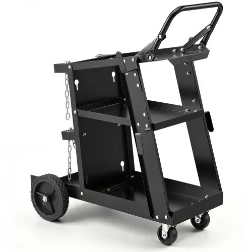 VEVOR Schweißwagen 3 Ablageflächen Schweißmobil Max. 168-181kg Wagen für Schweßgeräte mit 2 Gasflaschenhalterung Ideal für Handschweißen Schutzgasschweißen Argon-Lichtbogenschweißen – Bild 8