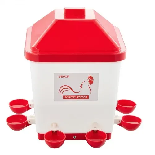 VEVOR Hühnertränke 19 L, Automatische Geflügeltränke mit 6 Wassernäpfen, Wasserspender, Schwerkrafttränke mit Griff & Dichtungsring, wasserdichtes PP-Material, verlustfreies Design, für Hühner – Bild 9