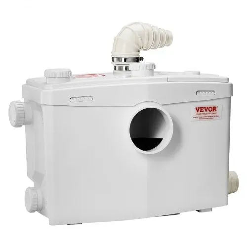 VEVOR Hebeanlage 1200 W, 180 L/min Durchfluss, 10 m Förderhöhe, Schmutzwasserpumpe mit 4 Wassereinlässen, Abwasserhebeanlage für Toilette, Keller, Dusche, Waschbecken, Waschküche, Badewanne – Bild 10