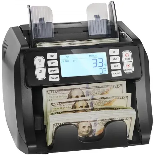 VEVOR Geldzählmaschine, Banknotenzähler mit UV-, MG-, IR- und DD-Falschgelderkennung, USD- und EUR-Geldzählmaschine mit Additions- und Batch-Modus, Großes LCD & Externes Display – Bild 8