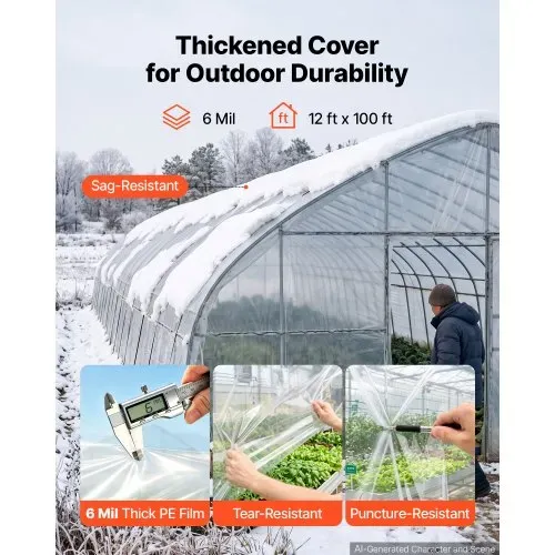 VEVOR Gewächshausfolie 3,7×30,5m Polyethylenfolie 0,143–0,152mm Tunnelfolie, für Landwirtschaft Gartenbau & Freilandpflanzen, Wasser- Sonnen- Frost- Wind- & Staubbeständig, Lichtdurchlässig, Meterware VEVOR Gewächshausfolie 3,7×30,5m Polyethylenfolie 0,143–0,152mm Tunnelfolie, für Landwirtschaft Gartenbau & Freilandpflanzen, Wasser- Sonnen- Frost- Wind- & Staubbeständig, Lichtdurchlässig, Meterware