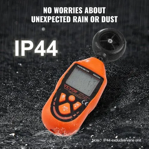 VEVOR Anemometer 69,35MPH Luftgeschwindigkeitsmesser 163x54x32mm Windmesser IP44 Windmessgerät Windstärkemesser MAX/MIN/AVG/CU-Windgeschwindigkeitsdaten -10-45℃ Luftmesser Geschwindigkeitsmessgerät – Bild 4