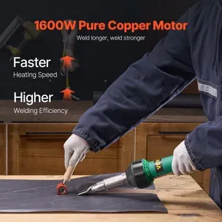 VEVOR Heißluft-Kunststoffschweißgerät, 1600 W Heißluftpistole, 50–600 °C PVC TPO Vinyl Schweißbrenner, Hot Air Welder Set mit 17 Zubehörteilen – Werkzeugkasten, Düse, Rolle, Klingen für PP/PE/PVC VEVOR Heißluft-Kunststoffschweißgerät, 1600 W Heißluftpistole, 50–600 °C PVC TPO Vinyl Schweißbrenner, Hot Air Welder Set mit 17 Zubehörteilen – Werkzeugkasten, Düse, Rolle, Klingen für PP/PE/PVC
