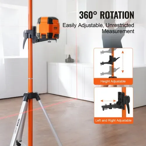 VEVOR Laser-Wasserwaagen-Stativ, 1/4"-20 & 5/8"-11 Gewindehalterung, 40,94-133,85 Zoll Höhenverstellung mit Wasserwaage und robustem Ständer, ausziehbares, leichtes Aluminium-Stativ für Laserscanner – Bild 3