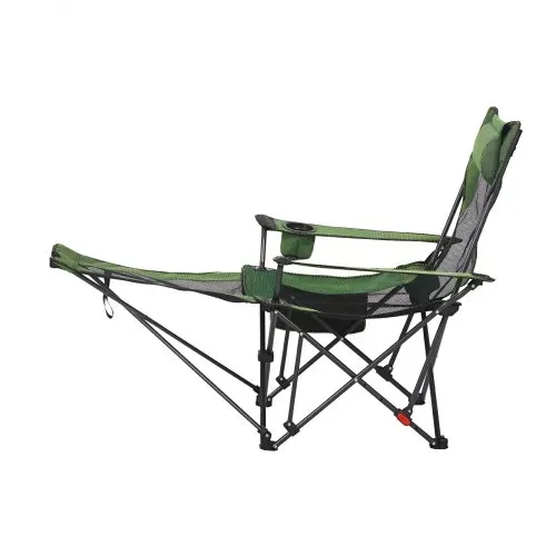 VEVOR Campingstuhl faltbar, Liegestuhl mit 4 verstellbaren Positionen, Relaxsessel Liege mit Getränkehalter, Netz-Strandstuhl mit Kopfstütze & Fußstütze, trägt 100 kg, für Outdoor Camping, grün – Bild 9
