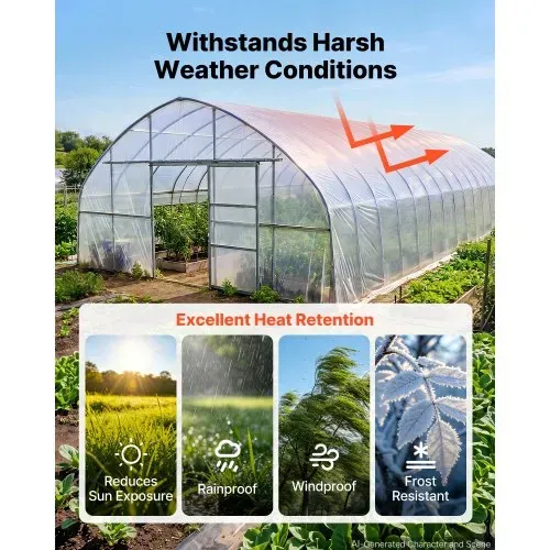 VEVOR Gewächshausfolie 1,8x30,5m Polyethylenfolie 0,143–0,152mm Tunnelfolie, für Landwirtschaft Gartenbau & Freilandpflanzen, Wasser- Sonnen- Frost- Wind- & Staubbeständig, Lichtdurchlässig, Meterware – Bild 2