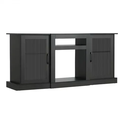VEVOR TV-Ständer für Fernseher bis zu 65 Zoll, TV Tisch mit Lichtleiste, TV-Schrank aus Holz mit Türen & verstellbaren Regalen, Konsolentisch Fernsehschrank für Wohnzimmer Schlafzimmer, Schwarz – Bild 10