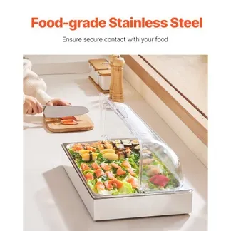 VEVOR Servierbehälter Buffet-Behälter Gastronormbehälter aus Edelstahl (1 Behälter), Präsentationsständer mit transparentem Deckel & 3 Eiswürfelschalen für Restaurant Hotel Küche VEVOR Servierbehälter Buffet-Behälter Gastronormbehälter aus Edelstahl (1 Behälter), Präsentationsständer mit transparentem Deckel & 3 Eiswürfelschalen für Restaurant Hotel Küche