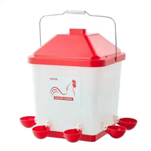 VEVOR Hühnertränke 19 L, Automatische Geflügeltränke mit 6 Wassernäpfen, Wasserspender, Schwerkrafttränke mit Griff & Dichtungsring, wasserdichtes PP-Material, verlustfreies Design, für Hühner – Bild 8