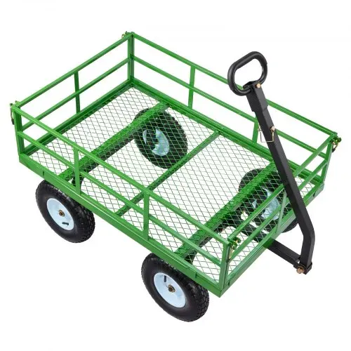 VEVOR Bollerwagen 110x75x67 cm, Transportwagen, Gartenwagen, Gerätewagen, 2-in-1-Handwagen, mit All-Terrain-Reifen, abnehmbaren Seitenteilen aus Netzmaterial & um 180° drehbarem Griff Grün/Schwarz – Bild 9
