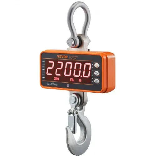 VEVOR Digitale Hängewaage 9 bis 1000kg Kranwaage lbs/kg/N Zugwaage 0,2kg Genauigkeit Wildwaage Industriewaage LED-Display Hängende Waage Mini tragbare Waage mit Fernbedienung 9 Funktionen – Bild 8