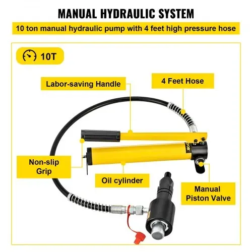 VEVOR Hydraulischer Auspuffrohr-Expander, Größe 4,13 bis 10,8 cm, 10 T, manueller hydraulischer Rohrstrecker mit 4 Matrizen und 2 Aufbewahrungskoffern für Kupfer- und Aluminiumrohre bei der Autoreparatur – Bild 3