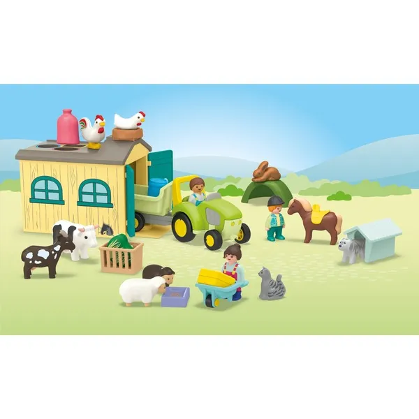 71656 Junior: Bauernhof-Abenteuer mit Traktor, Anhänger und tierischen Freunden, Konstruktionsspielzeug – Bild 4