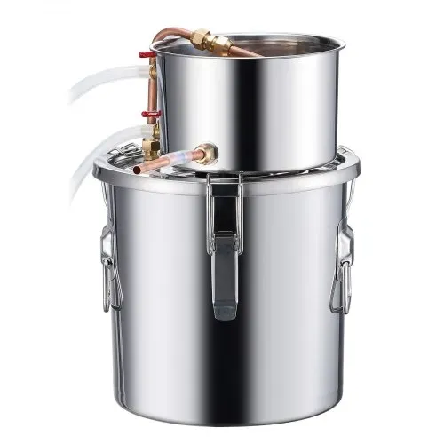 VEVOR Alkoholdestillieranlage 11,4 L Edelstahl Wasseralkohol Destillieranlage mit Kupferspule, Heimbrau-Raffinations-Gärungsset mit Thermometer und Pumpe, für Wein Whisky Brandy, Silber – Bild 10