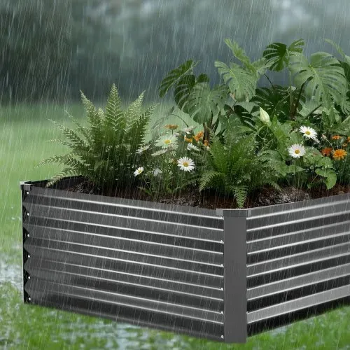 VEVOR Hochbeet Metall 2er-Pack 203x102x46 cm, Rechteckiges Gartenbeet, Pflanzkasten-Set für den Außenbereich, Gemüsebeet mit Handschuhen, Blumenbeet, Pflanzbeet, Pflanzkurbel für Blumen & Gemüse – Bild 7