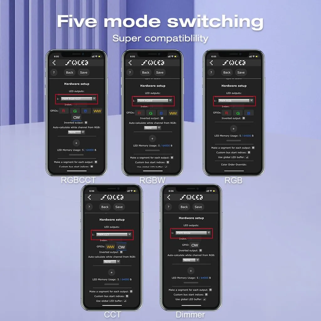 Synergy 21 LED Serie EOS 55 WLED Controller ESP32 PWM 5in1 12/24V Synergy 21 LED Serie EOS 55 WLED Controller ESP32 PWM 5in1 12/24V