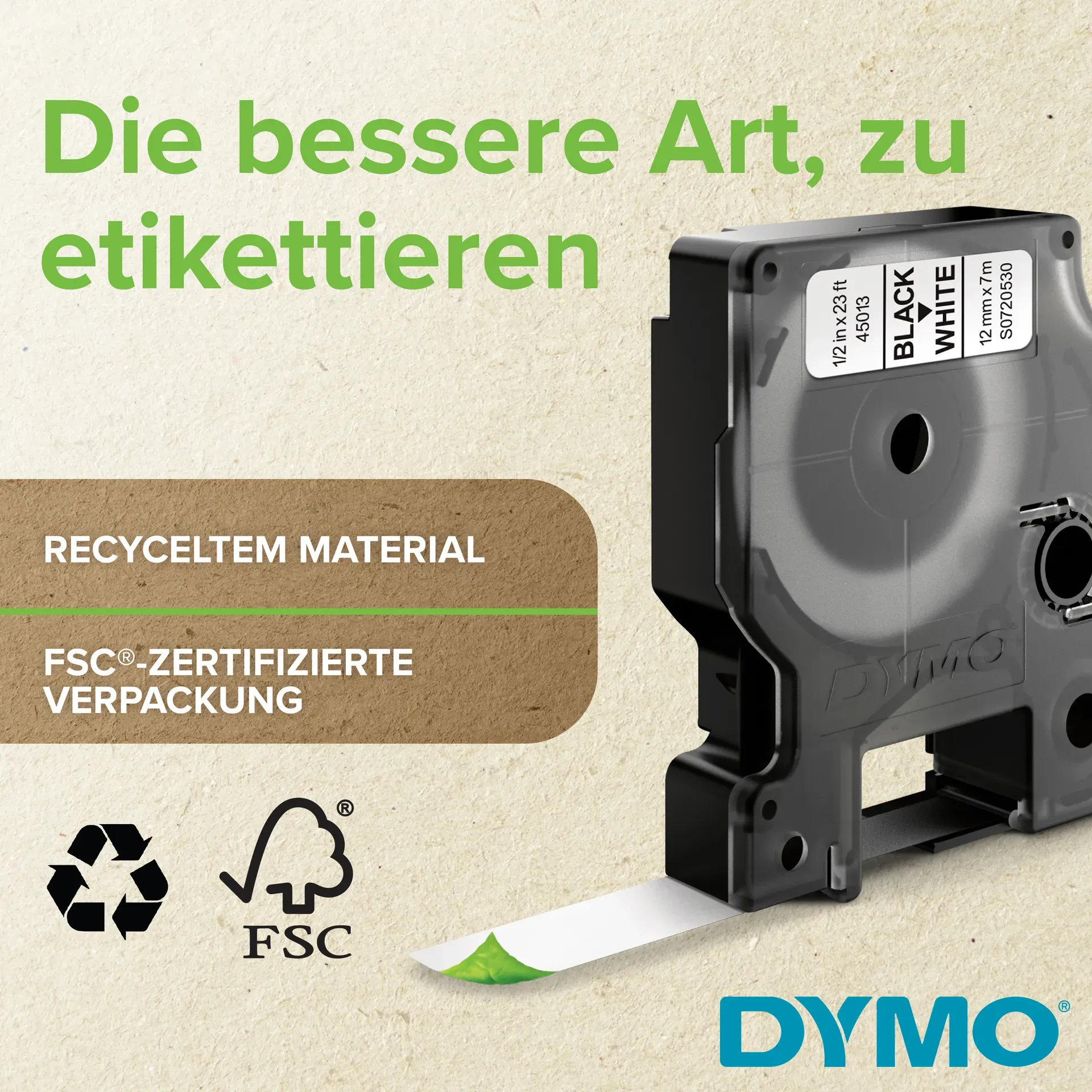 DYMO Original D1-Etikettenband | schwarz auf weiß | 24 mm x 7 m | selbstklebendes Schriftband | für LabelManager-Beschriftungsgerät – Bild 4
