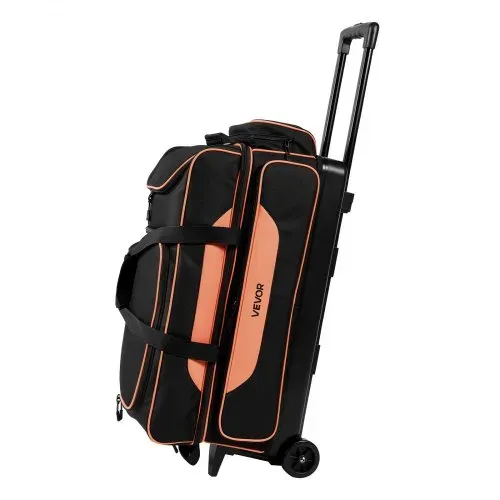 VEVOR Bowlingtasche mit Rollen für 3 Kugeln 600D Oxford Orange Schwarz, für Schuhe bis US-Größe 16 und Zubehör, mit Teleskopgriff (bis zu 1016 mm), Doppellagigen Ablagen und Verstärkten Nähten – Bild 10