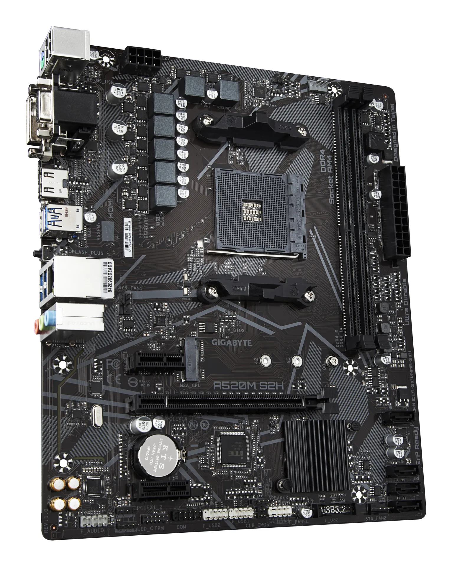 GIGABYTE A520M S2H Mainboard - Unterstützt AMD Ryzen 5000 Serie AM4 CPUs, 4+3 Phasen reines digitales VRM, bis zu 5100MHz DDR4 (OC), PCIe 3.0 x4 M.2, GbE LAN, USB 3.2 Gen 1 – Bild 3