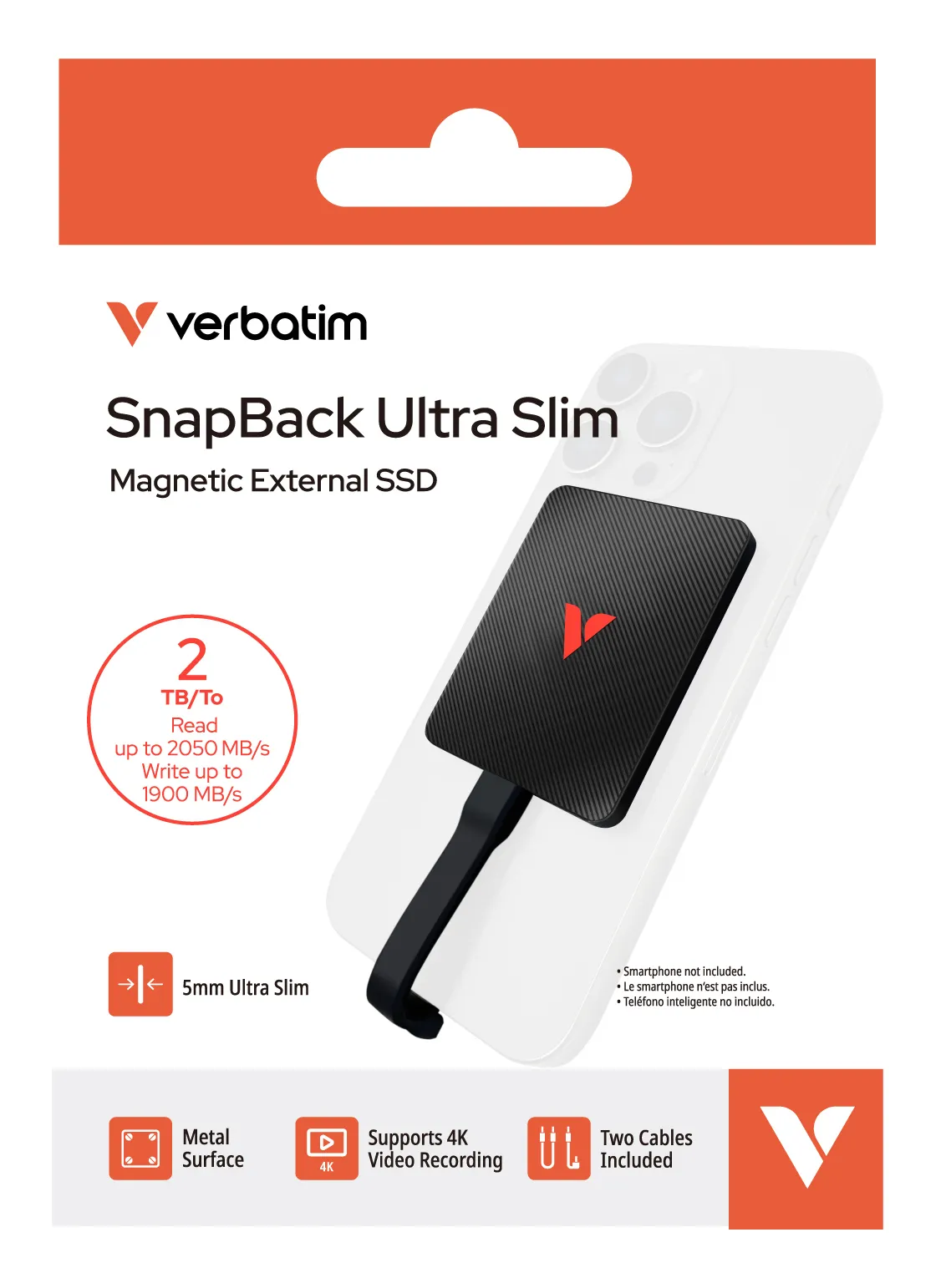 Verbatim SnapBack Ultra Slim SSD 2TB USB Typ-C USB 3.2 Gen 2x2 Schwarz – Bild 2