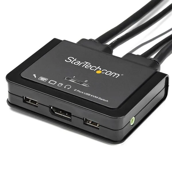 StarTech.com 2 Port USB 4K60Hz DisplayPort KVM Switch mit eingebauten Kabeln - Betriebssystemunabhängig – Bild 2