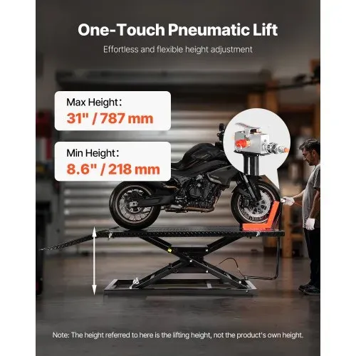 VEVOR Motorradheber Motorradhebebühne höhenverstellbarer Hebeständer mit abnehmbarer Werkbank, Fahrzeugreparaturplattform pneumatisch (680 kg belastbar / Max. Hubhöhe 940,2 mm) für Dirtbikes VEVOR Motorradheber Motorradhebebühne höhenverstellbarer Hebeständer mit abnehmbarer Werkbank, Fahrzeugreparaturplattform pneumatisch (680 kg belastbar / Max. Hubhöhe 940,2 mm) für Dirtbikes