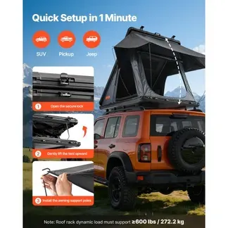 VEVOR Autodachzelt Hartschalen für 2-3 Personen, Autozelt aus Aluminium mit Dreifarbiger LED-Beleuchtung & Dicker Matratze, Wassefest & Windicht, für Jeep SUV Pickup, 250 x 225 x 144 cm (Aufgeklappt) VEVOR Autodachzelt Hartschalen für 2-3 Personen, Autozelt aus Aluminium mit Dreifarbiger LED-Beleuchtung & Dicker Matratze, Wassefest & Windicht, für Jeep SUV Pickup, 250 x 225 x 144 cm (Aufgeklappt)