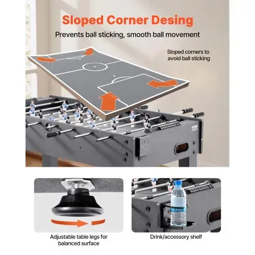 VEVOR Tischfußballtisch in Standardgröße (1212 x 610 x 838 mm), Indoor-Kickertisch für Zuhause, Familie und Spielzimmer, langlebiges Set, inkl. 2 Bällen & Punktezähler & 2 Getränkehaltern – Bild 3