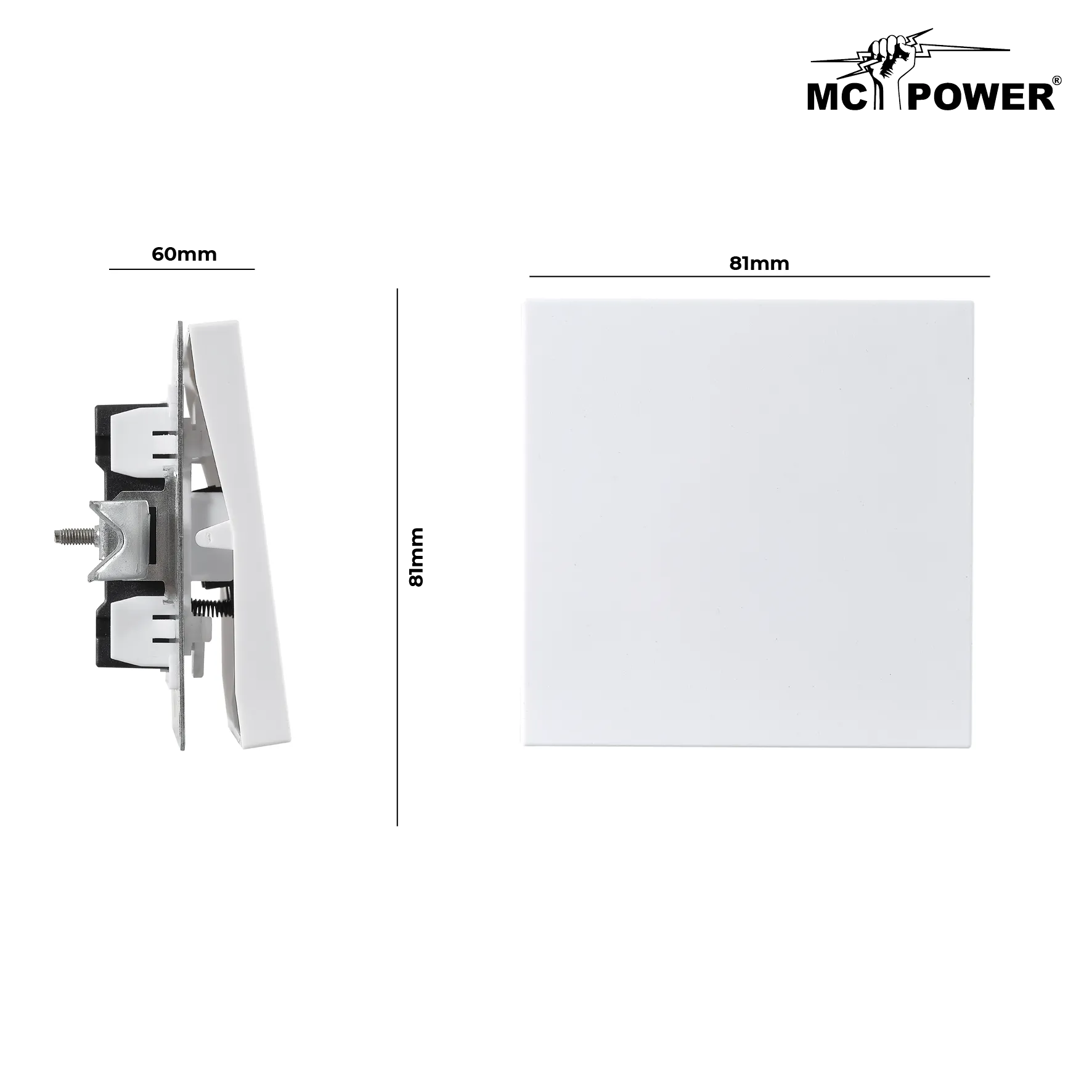 Kreuzschalter McPower ''Shallow'' 250V~/10A, UP, Steckanschluss, weiß – Bild 3