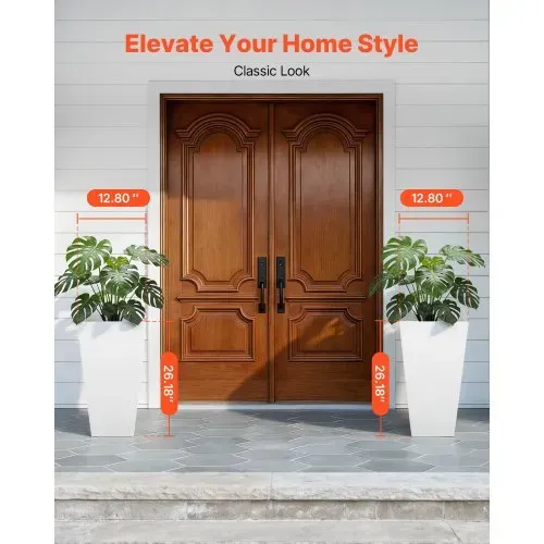 VEVOR Pflanztopf 325x325x665 mm 2er-Set, Blumentopf, Blumenkübel, PP-Pflanzgefäß, Planzkübel, Pflanzkasten mit Innentopf & Abflusslöchern, Geeignet für Zimmer- & Gartenpflanzen, Weiß – Bild 2