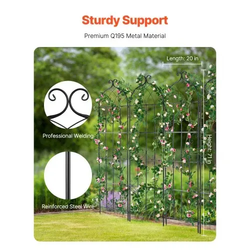 VEVOR Rankhilfe für Kletterpflanzen, 51×180 cm, 6er-Set rostfreies Metallspalier für Gartenblumen, Kletterhilfe, Rankgitter für Rosen, Gurkenstütze, dekoratives Clematis-Spalier für Innenhöfe & Rasen VEVOR Rankhilfe für Kletterpflanzen, 51×180 cm, 6er-Set rostfreies Metallspalier für Gartenblumen, Kletterhilfe, Rankgitter für Rosen, Gurkenstütze, dekoratives Clematis-Spalier für Innenhöfe & Rasen