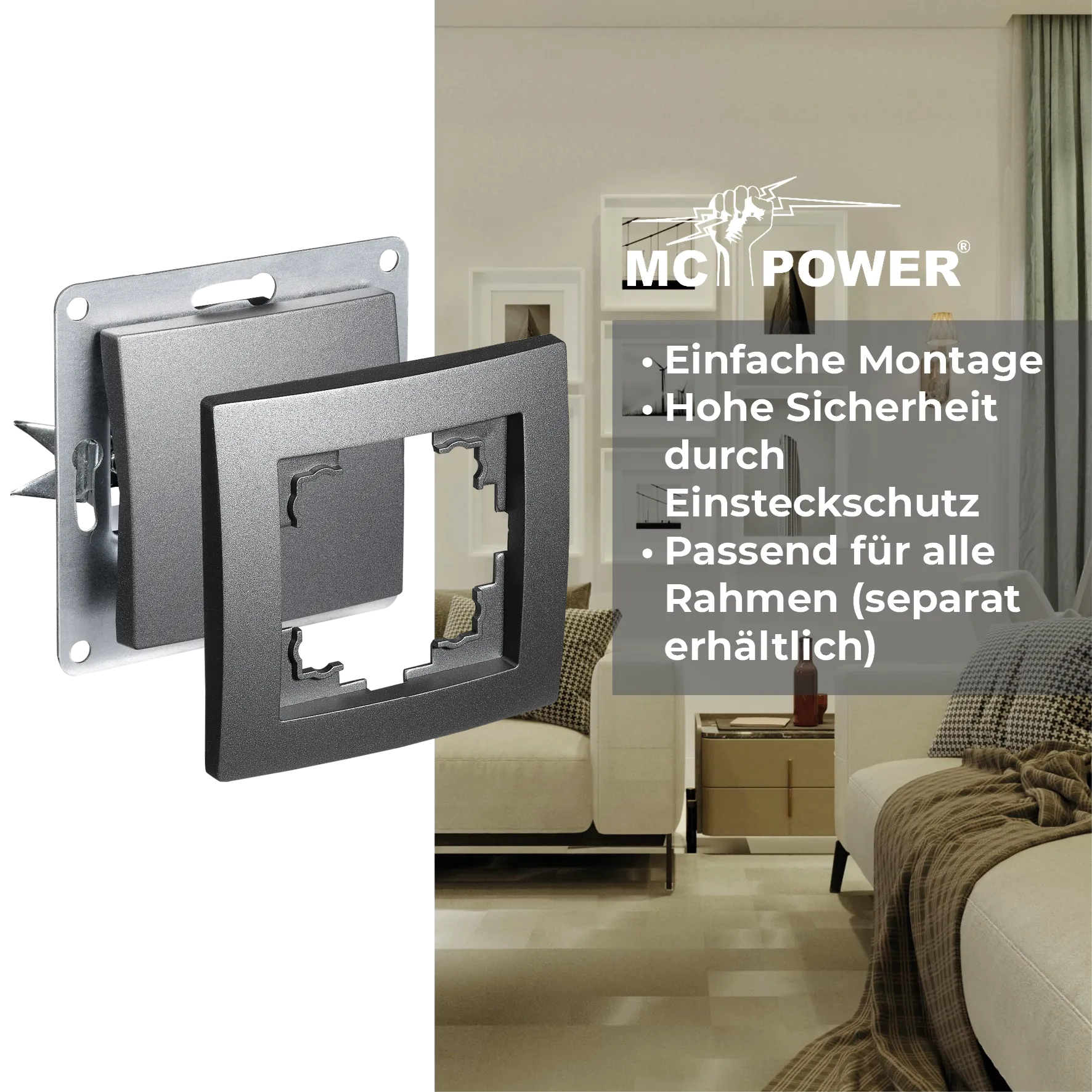 Wechselschalter McPower ''Flair'', 250V~/10A, UP, anthrazit – Bild 5