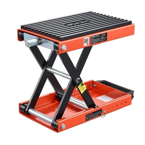 VEVOR Motorradheber 680 kg Tragkraft Motorradhebebühne mit Breiter Auflagefläche Sicherheitsbolzen 105-350 mm Höhenverstellbar Scherenheber aus Stahl für Straßenmotorräder Cruiser Schwarz Orange – Bild 8