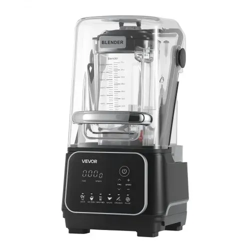 VEVOR Standmixer 2 L Smoothie Mixer mit Schutzabdeckung 2200 W Crushed Ice Maker mit Selbstreinigungsfunktion Einstellbarer Drehzahl 6 Voreingestellte Programme Smoothies Eiscrushing Pürees Schwarz – Bild 9
