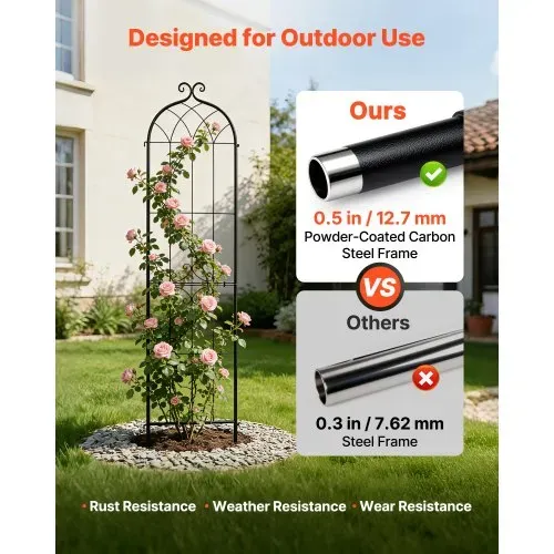 VEVOR Rankgitter, 220x52,5cm 4er-Pack, Metall Rankhilfe mit Pulverbeschichteter Oberfläche & Verriegelungsmechanismus, Kletterhilfe, Garten Spalier, Pflanzengitter für Blumen, Gemüse & Rosen – Bild 2