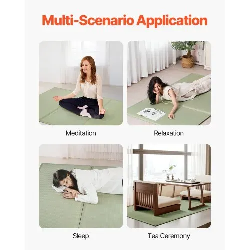 VEVOR japanische Tatami Matte faltbare japanische Tatami-Matratze 2108 x 1397 mm (natürliches Binsengras), Bodenmatratze mit Rückseite, Futon-Matratze zum Schlafen Meditieren Yoga – Bild 6