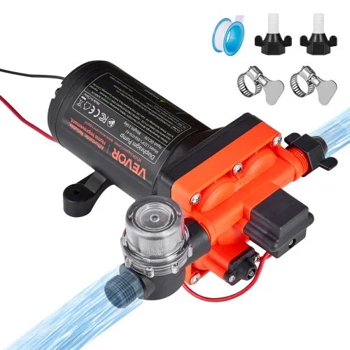 VEVOR Membranpumpe, 12 V DC, 18,9 L/min, selbstansaugende 4-Kammer-Membranwasserpumpe mit automatischem Druckschalter, 4,8 bar Druck, für Wohnmobil, Wohnwagen, Schiff, Yacht, Autowäsche VEVOR Membranpumpe, 12 V DC, 18,9 L/min, selbstansaugende 4-Kammer-Membranwasserpumpe mit automatischem Druckschalter, 4,8 bar Druck, für Wohnmobil, Wohnwagen, Schiff, Yacht, Autowäsche