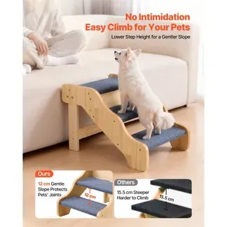 VEVOR Hundetreppe 580x430x380 mm, 3-stufige Hautiertreppe, Holztreppe geeignet für kleine, mittlere, große, ältere Haustiere sowie Welpen bis 68 kg, Hundeleiter für Betten, Sofas & Autos VEVOR Hundetreppe 580x430x380 mm, 3-stufige Hautiertreppe, Holztreppe geeignet für kleine, mittlere, große, ältere Haustiere sowie Welpen bis 68 kg, Hundeleiter für Betten, Sofas & Autos