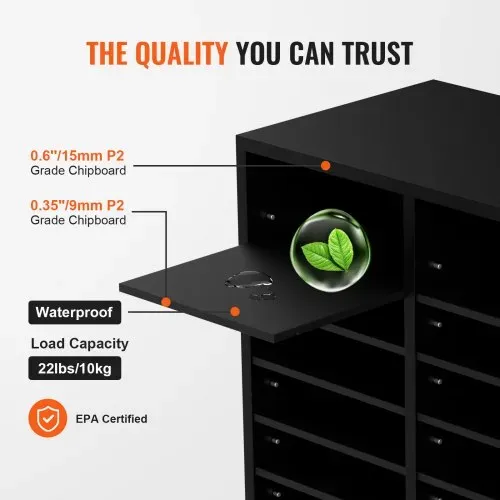 VEVOR 997 x 305 x 680 mm Briefablage Schreibtisch Organizer, 2,3–5,6 cm Einstellbar A4 Stapelbar Quer, Papierablage, Aufbewahrung Schreibtisch Ablagesystem Organisation, Ablage (Schwarz, 36 Fächer) – Bild 2