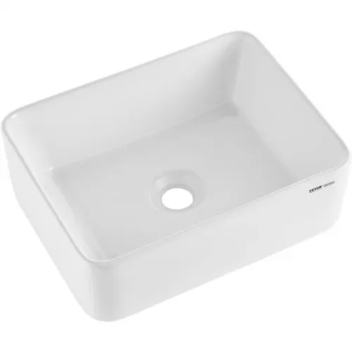 VEVOR Rechteckiges Aufsatzwaschbecken Waschbecken, 406 x 305 x 133 mm, Badezimmer-Aufsatzwaschbecken über der Theke, Keramikwaschbecken moderner Stil, für Toiletten, Hotels, Restaurants, helles Weiß – Bild 10