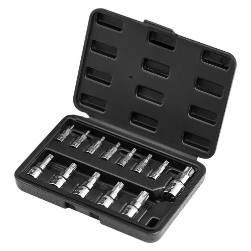 VEVOR Torx Bohrer Steckschlüsselsatz 13-tlg. Stern T8–T60, S2-Legierungsstahl & Cr-V-Stahl, 1/4 Zoll & 3/8 Zoll & 1/2 Zoll Antriebe, mit Aufbewahrungskoffer, Torx-Steckschlüssel für Autoreparatur – Bild 10