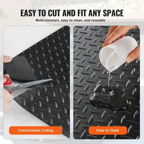 VEVOR Gummimatte 4625 x 1236 mm Bodenmatte SBR-Gummi Bodenbelag 3 mm Dicke Noppenmatte Diamant Tränenblech Bodenmatte Antirutschmatte Gummibelag Ideal für Garagen, Lagerhallen, Fitnessstudios, Gehwege – Bild 4