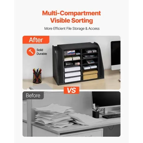 VEVOR Briefablage mit 12 Fächern & Stehsammle, Dokumentenablage aus Spanplatten, Aktenhalter für Büro Klassenzimmer, Literaturorganizer für Akten Dokumenten Papier, Schreibtisch Organizer Schwarz VEVOR Briefablage mit 12 Fächern & Stehsammle, Dokumentenablage aus Spanplatten, Aktenhalter für Büro Klassenzimmer, Literaturorganizer für Akten Dokumenten Papier, Schreibtisch Organizer Schwarz