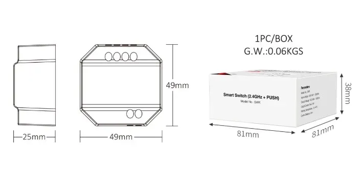 MiBoxer SWR Smart Switch 2,4G + Push – Funk-Schaltermodul (Tuya kompatibel) – Bild 3