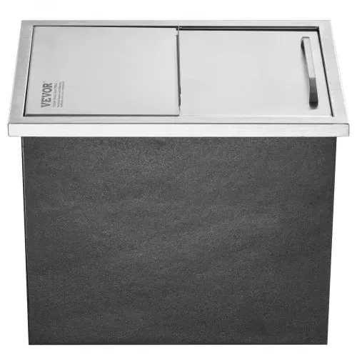 VEVOR 26,7 L Drop-in-Eisbox, 456 x 304 x 371 mm Edelstahl-Eiskühler, Kommerzieller Eisbehälter mit Schiebedeckel, Eingebaute Eisspeichertruhe, Abflussrohr & Ablassstopfen im Lieferumfang Enthalten – Bild 8