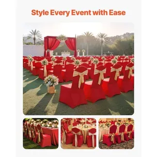 VEVOR Stuhlhussen Stuhlbezug 50 Stk. waschbarer & abnehmbarer Stuhlüberzug aus Polyester-Spandex für Hochzeitsfeiern Esszimmerbankette Restaurant, passend für Stühle (51 x 45 x 95 cm) Rot VEVOR Stuhlhussen Stuhlbezug 50 Stk. waschbarer & abnehmbarer Stuhlüberzug aus Polyester-Spandex für Hochzeitsfeiern Esszimmerbankette Restaurant, passend für Stühle (51 x 45 x 95 cm) Rot