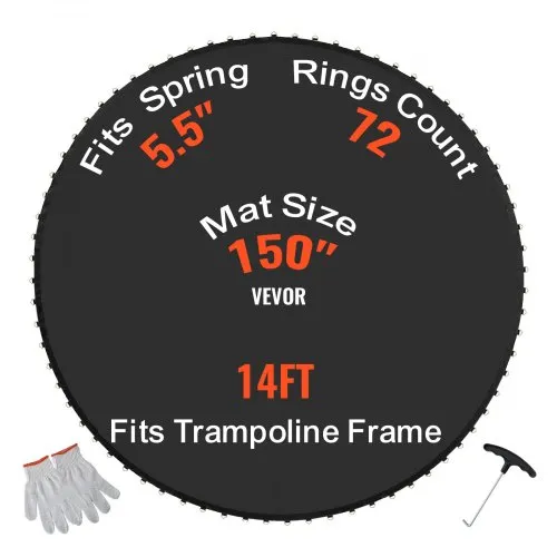 VEVOR Ersatz-Trampolinmatte Sprungmatte für 426 cm Rahmen, universelle Sprungmatte für rundes Trampolin, verstärkte UV-beständige Matte mit 72 langlebigen V-Ringen, passend für 14 cm Federlänge VEVOR Ersatz-Trampolinmatte Sprungmatte für 426 cm Rahmen, universelle Sprungmatte für rundes Trampolin, verstärkte UV-beständige Matte mit 72 langlebigen V-Ringen, passend für 14 cm Federlänge